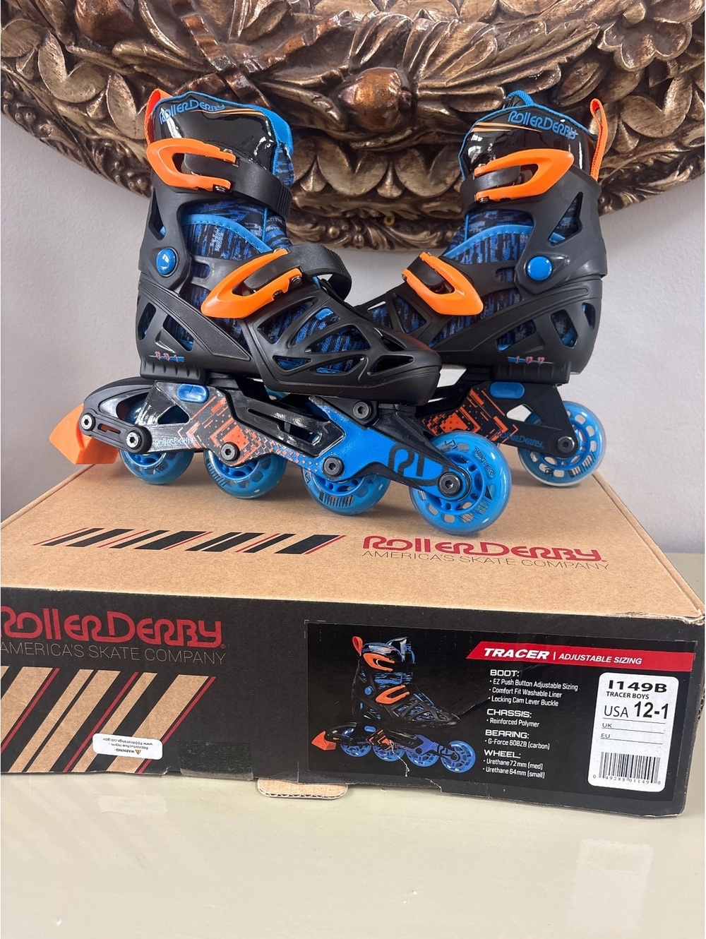 New Roller Derby Tracer Boys Adjustable Inline Skates Size 12 1 Boys Kids